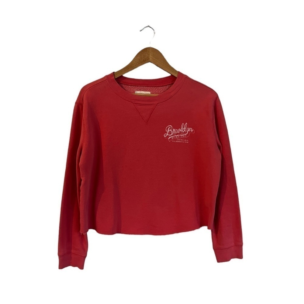 Denim & Supply Ralph Lauren Women's S/P Coral Crop Raw Hem Brooklyn Sweatshirt